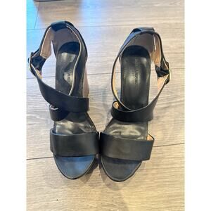 Banana Republic Black Ankle Strap Wedge Sandals Women’s Size 7